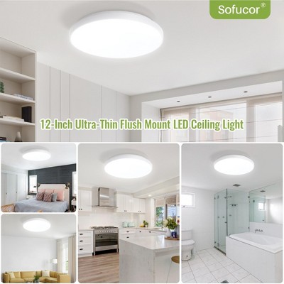 18W Modern LED Flush Mount Ceiling Light 11 Inch Low Profile Light Fixture White Thin Round Ceiling Light for Kitchen Bedroom Living Room 6500K