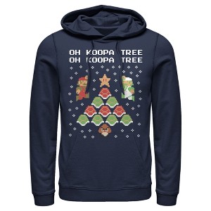 Men's Nintendo Christmas Mario Bros. Koopa Tree Pull Over Hoodie - 1 of 3