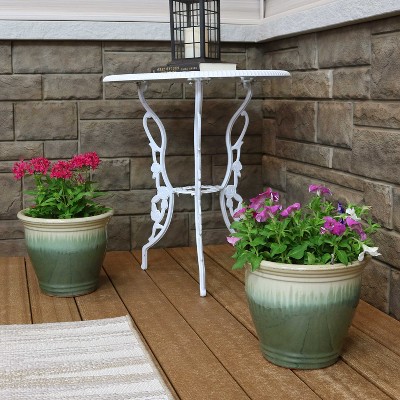 Seafoam High-Fired Glazed Ceramic Planter Duo with Drainage, 11-Inch
