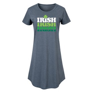 Women's - Instant Message - Irish Retro Repeat Graphic T-shirt Dress - 1 of 4