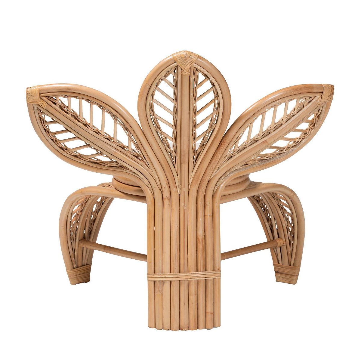 bali & pari Gresham Natural Rattan Leaf Accent Chair White/Natural Brown: Handcrafted, Foam Cushioned, No Assembly Required - thumbnail 5