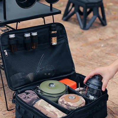 15L Outdoor Cookware Utensils Organizer,Camping Gas Tank Storage Bags,Portable Waterproof Bags for Stove Picnic Black