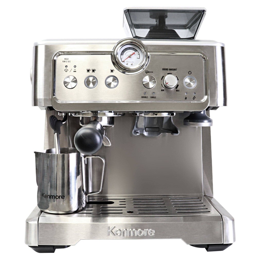 Kenmore Espresso Machine With Grinder &amp; Milk Frother Stainless Steel