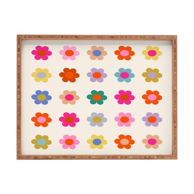Daily Regina Designs Retro Floral Colorful Print Rectangular Tray - Deny Designs