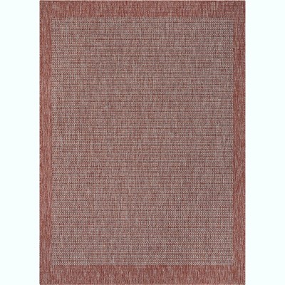 Well Woven Woden Indoor/Outdoor Flat Weave Pile Solid Border Area Rug