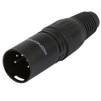 Monoprice 5-Pin Male DMX Connector - Black | Anodized Aluminum With A Plastic Cap, Rubber Strain Relief Boot, And Three Solder Cup Connectors