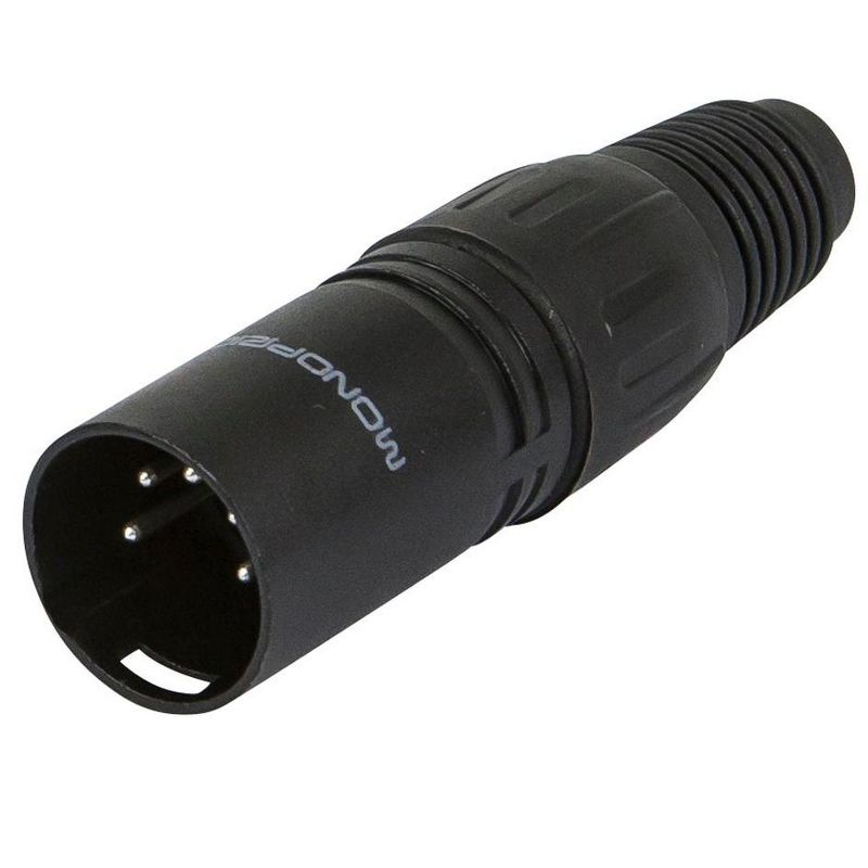 Monoprice 5-Pin Male DMX Connector - Black | Anodized Aluminum With A Plastic Cap, Rubber Strain Relief Boot, And Three Solder Cup Connectors, 1 of 3