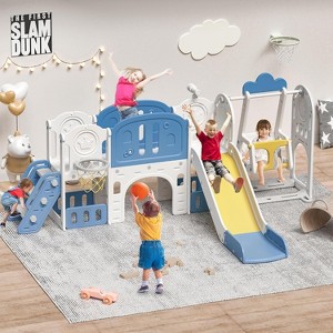 BABYYER 11in 1 Baby Slide Outdoor Indoor Playground for Toddlers Age 1-4, Strong swing,Sturdy and Easy Assembly Toddler Playset - 1 of 4