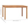 vidaXL Dining Table Warm brown Solid teak wood 55.1x31.5x30.3 in Tough - 3 of 4