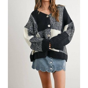 Women's Checkered Cardigan - Buttermelon - 1 of 4