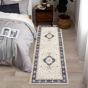 Vintage Rug for Living Room Soft Thin Rug Indoor Floral Print Distressed Rug Aesthetic Rug - 1 of 4