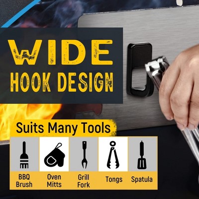 Black Heavy Duty Magnetic Grill Tool Hooks, 6-Pack
