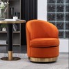 Velvet Upholstered Contemporary Swivel Accent Chair with Thick Foam Cushion, Rounded Design and Polished Gold Base - 3 of 4