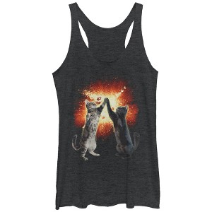 Women's Lost Gods Cat High Five Explosion Racerback Tank Top - 1 of 3