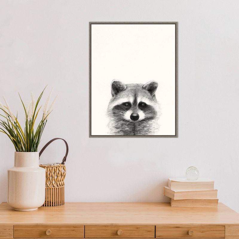 18&#34; x 24&#34; Animal Mug II Raccoon by Victoria Borges Framed Canvas Wall Art Gray - Amanti Art, 5 of 9