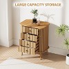 3 Drawer Dresser, Chest of Drawers for Bedroom, Spacious Storage Wicker Dresser with Matte Black Handles and Wood Legs for Closet, Hallway, Nature - 4 of 4