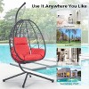 CAVINAS Indoor & Outdoor Wicker Patio Egg Chairs with Cushion & Stand,Swing Accent Chairs for Garden,Backyard,Balcony,Red - 3 of 4