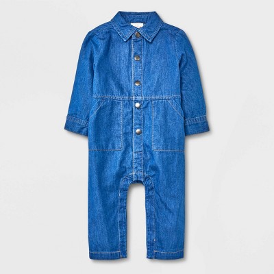 Image of Baby Boys' Denim Coveralls - Cat & Jack™ Medium Wash 12M