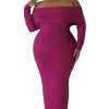 Slickblue Women's Plus Size Off-Shoulder Stretch Dress - Long Sleeve Bodycon in Bold Color and Size Options - 3 of 4