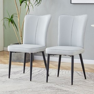 CAVINAS Modern PU Leather Dining Chairs with Foam Cushion and Metal Legs, 6-Piece Side Chair for Dining Room, Living Room - 1 of 4