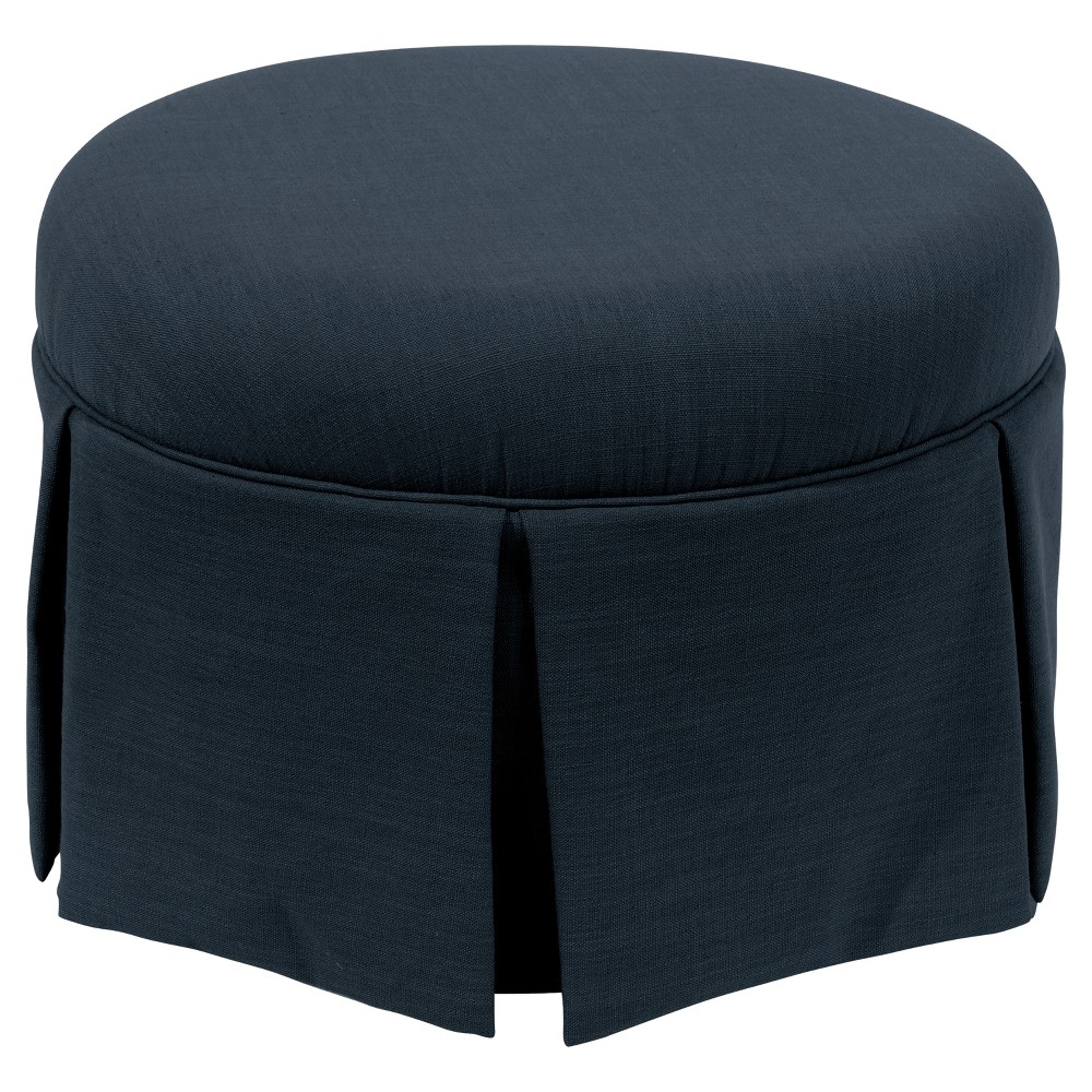 Photos - Pouffe / Bench Skyline Furniture Round Skirted Ottoman in Linen Navy