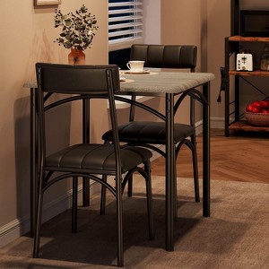 Dining Table Set for 2, Kitchen Table with 2 Upholstered Chairs, Wood Square Dining Table and Chairs Set for Small Space, Apartment, Dinner - 1 of 4