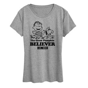 Women's - Peanuts - The Great Pumpkin Believer Short Sleeve Graphic T-Shirt - 1 of 4