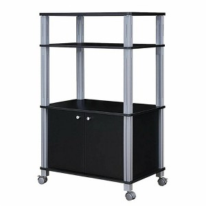 SEVOBAL Kitchen Storage Multi Functional Three Shelf Cart with Cabinet and Wheels for Kitchen Organization, Black, 25.4"*19.5"*14.11" - 1 of 4