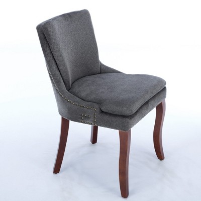 Dolonm Modern Chenille Dining Chairs Set of 2 - Double-Cushioned Mid Back Accent Chairs with Solid Wood Legs for Dining & Living Room
