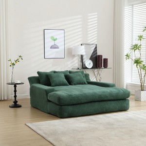 72.44" Chenille 2-Seater Lazy Sofa with Deep Seat, 5 Back Pillows and Foam Filling, Comfy Couch for Living Room, Club, or Family Room - 1 of 4