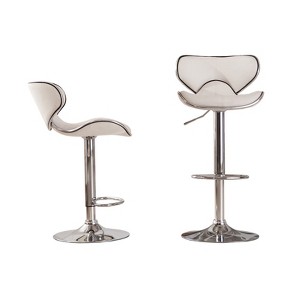 FONTOI 2PCS Upholstery Adjustable Swivel Barstools, Counter Stools with Back&Footrests for Living Room Kitchen Island, White, 17.75"*21.25"*34" - 1 of 4