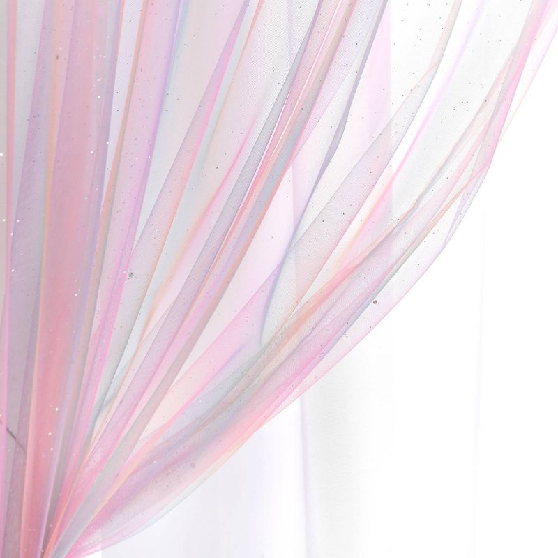 Kids' Rainbow Sheer Rod Pocket with Lining Single Window Curtain Panel Rainbow/White - Lush Décor, 5 of 7