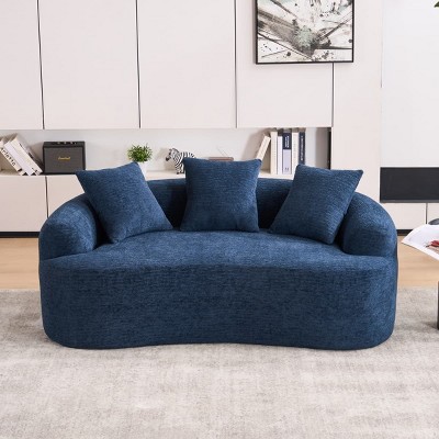 Compact Loveseat Sofa with Chenille Upholstery, No-Assembly Medium Firm Cushion for Small Spaces or Apartments-Maison Boucle