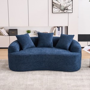 Compact Loveseat Sofa with Chenille Upholstery, No-Assembly Medium Firm Cushion for Small Spaces or Apartments-Maison Boucle - 1 of 4