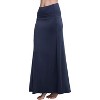 Women's Fold-Over Flare Maxi Skirt - Stylish Spandex Long Skirt for All-Day Comfort Navy Blue - 3 of 4
