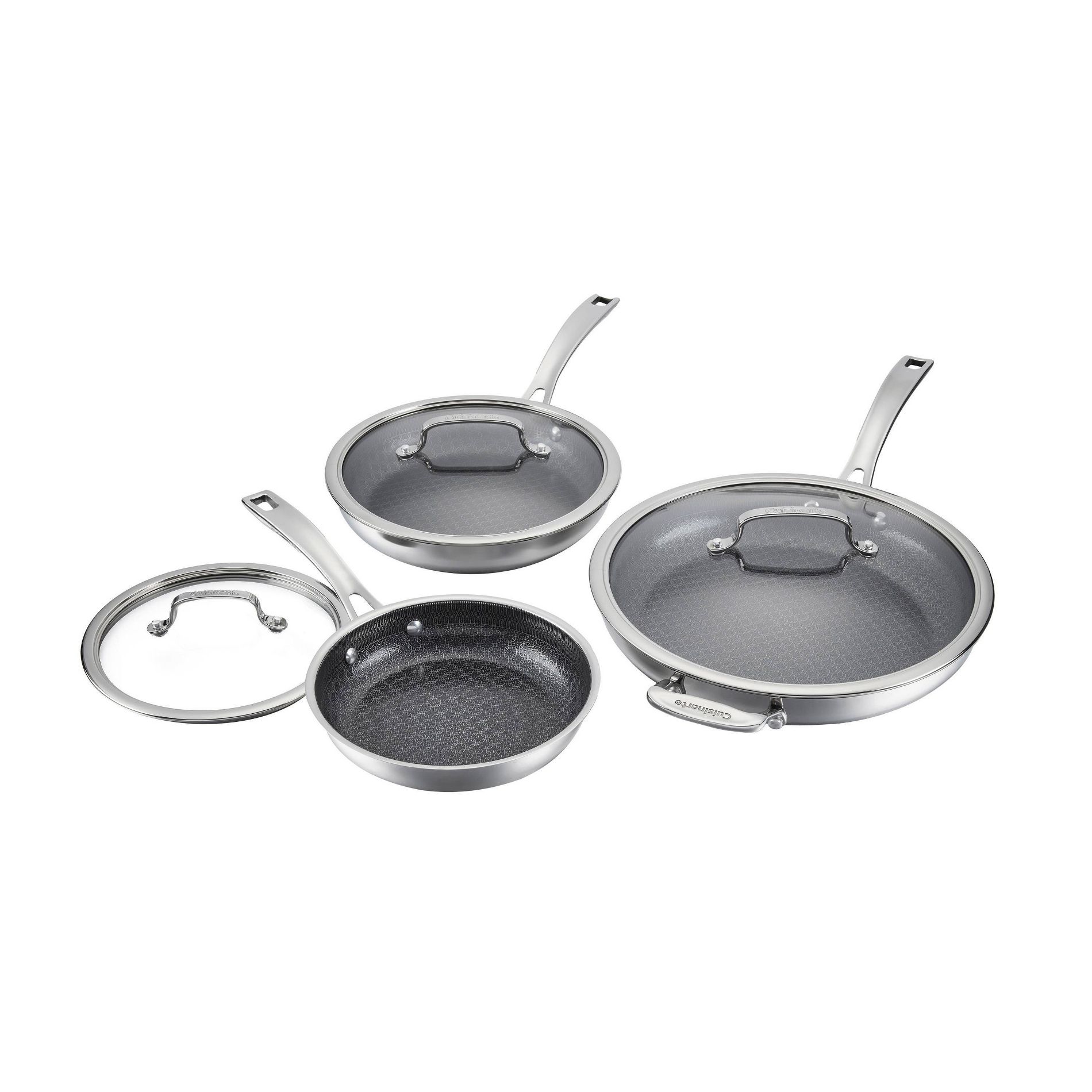 Cuisinart 6pc (8" ,10"and 12") FusionPlus Stainless Steel Skillet Set with Lids