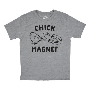 Youth Chick Magnet T Shirt Funny Cut Baby Chicken Novelty Tee - Crazy Dog Youth T Shirt - 1 of 4