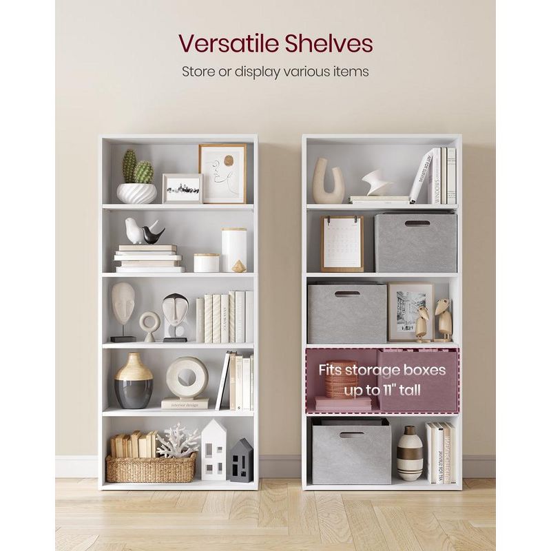 VASAGLE Bookshelf, 23.6 Inches Wide, 5-Tier Open Bookcase with Adjustable Storage Shelves, Floor Standing Unit, 4 of 8