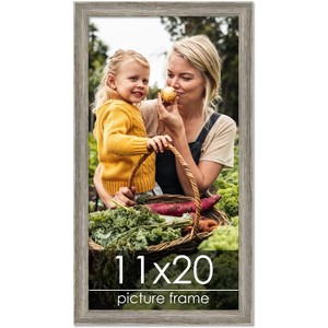 PosterPalooza | 11x20 Thin Barnwood Picture Frame, UV Acrylic, 2 Finishes - Grey and Black - 1 of 4