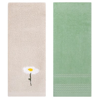 REGALWOVEN Bathroom Soft Absorbent Hand Towel 14" x 30"/13" x 30" 2 Pcs