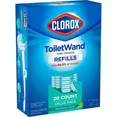 Clorox ToiletWand Disinfecting Refills Disposable Wand Heads - Rainforest Rush - 20ct