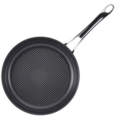 HexClad 14 inch Hybrid Stainless Steel Frying Pan with Lid, Black