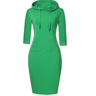 Coolmee Women's Casual Pocket Slim Pullover Maxi Hoodie Dress