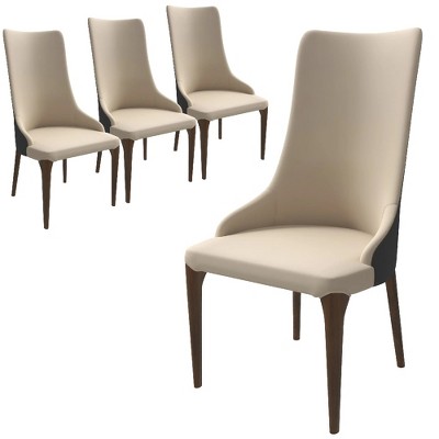 LeisureMod Elm Upholstered Dining Chair – High Back Side Chair with Ash Wood Legs and Curved Backrest for Kitchen and Dining Room Set of 4