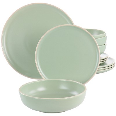 Gibson Home Siam 12 Piece Round Stoneware Dinnerware Set In White : Target