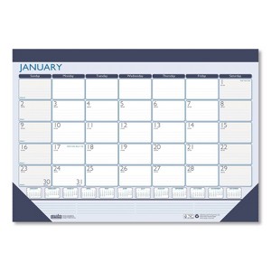 Recycled Contempo Desk Pad Calendar, 18.5 x 13, White/Blue Sheets, Blue Binding, Blue Corners, 12-Month (Jan to Dec): 2026 - 1 of 4