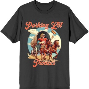 "Parking Lot Pioneer" Old West Wagon Football Cowboy Adult Short Sleeve Tee - 1 of 2