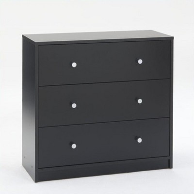 Wood Portland 3 Drawer Chest in Black-Tvilum