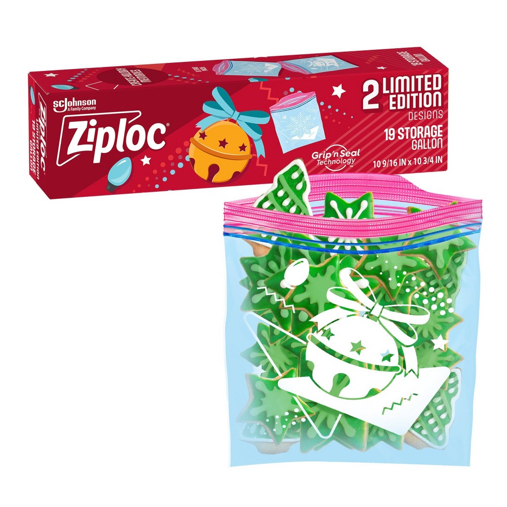 Ziploc Brand Holiday Slider Storage Gallon Bags  19 CT