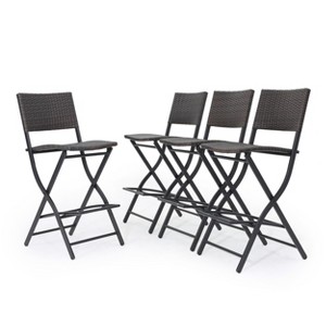 Christopher Knight Home Margarita Outdoor Wicker 28 Inch Folding Barstools (Set of 4), Multibrown - 1 of 4